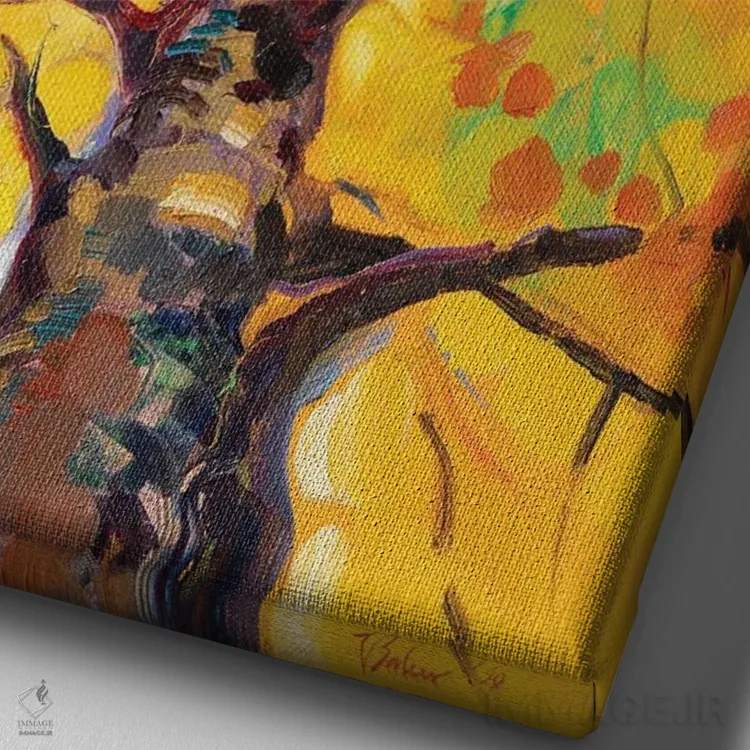 تابلو دکوراتیو درخت طلایی اثر کاتارینا والوا - نمای نزدیک بافت بوم