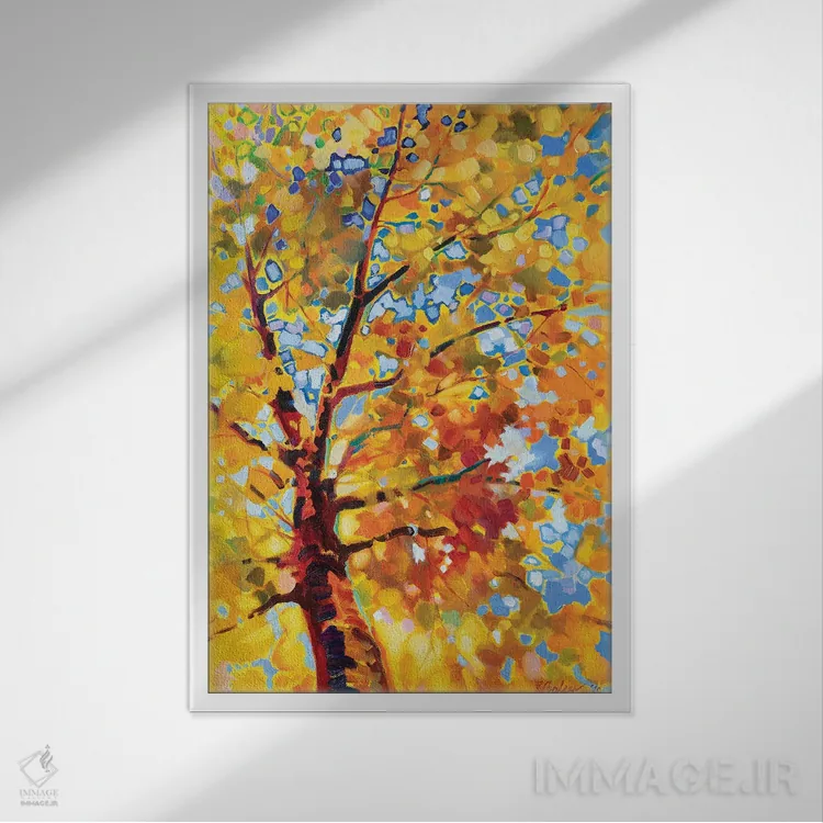 تابلو دکوراتیو پاییز طلایی اثر کاتارینا والوا - نمای قابدار سفید