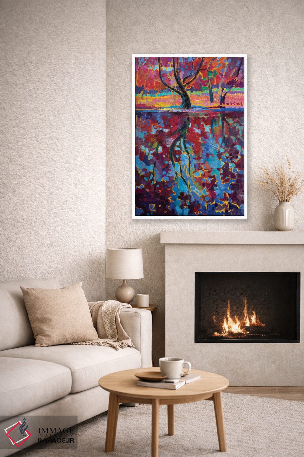 تابلو دکوراتیو منظره پاییزی با انعکاس اثر کاتارینا والوا - D5W