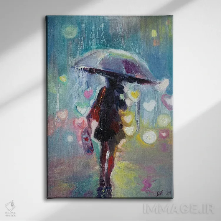 تابلو دکوراتیو چراغ های بارانی اثر کاتارینا والوا - نمای روبهرو روی دیوار