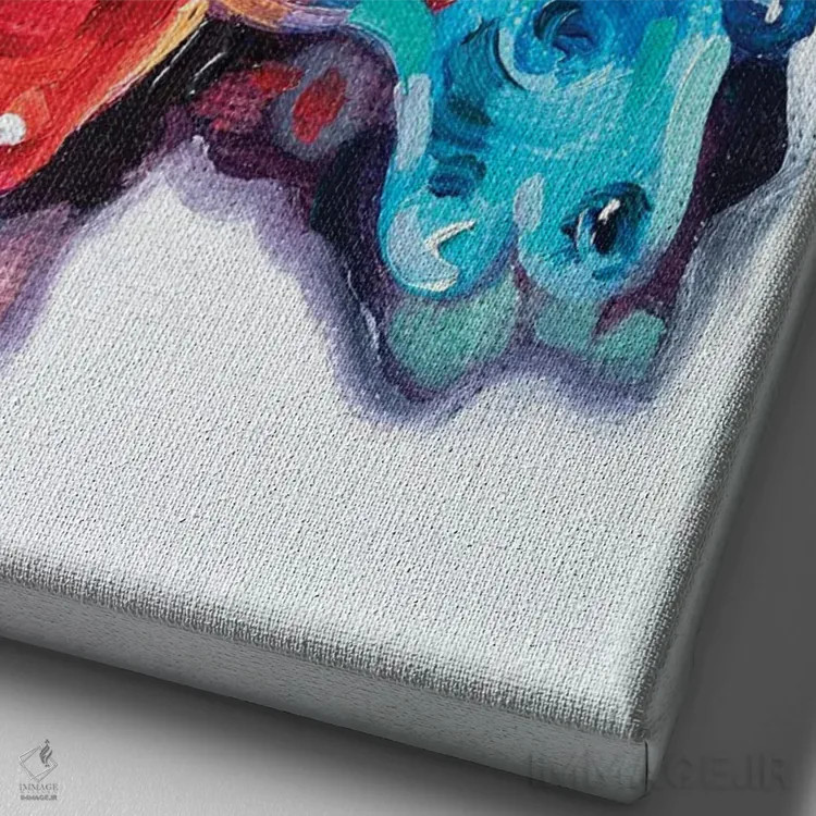 تابلو دکوراتیو زوج خرس پلاستیکی اثر کاتارینا والوا - نمای نزدیک بافت بوم