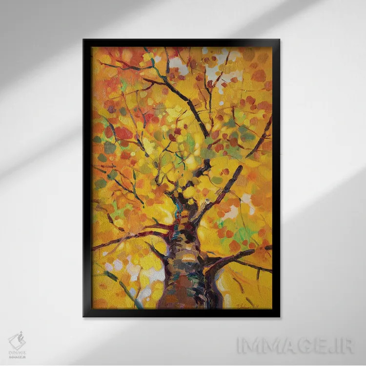 تابلو دکوراتیو درخت طلایی اثر کاتارینا والوا - نمای قابدار مشکی