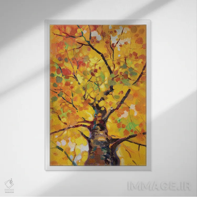 تابلو دکوراتیو درخت طلایی اثر کاتارینا والوا - نمای قابدار سفید