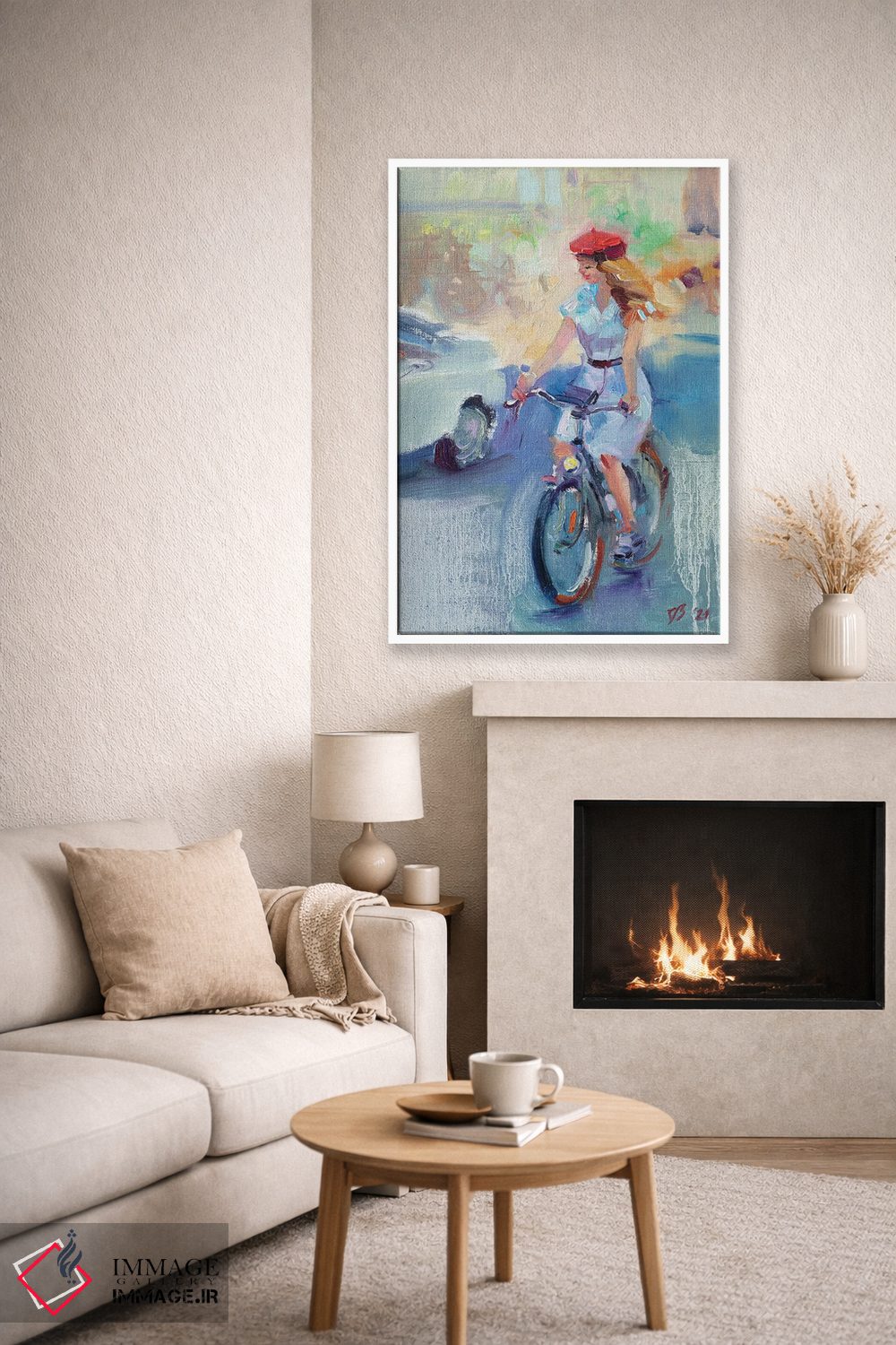 تابلو دکوراتیو دختر با بره قرمز اثر کاتارینا والوا - D6W