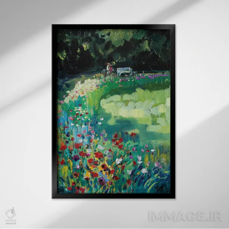 تابلو دکوراتیو در پارک تابستانی اثر کاتارینا والوا - نمای قابدار مشکی