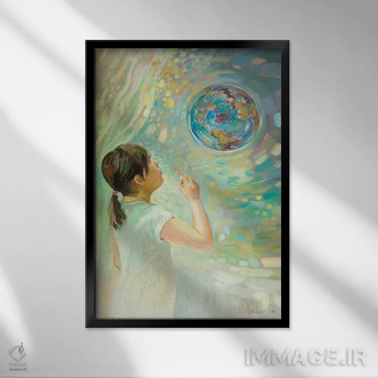 تابلو دکوراتیو حباب صابون اثر کاتارینا والوا - نمای قابدار مشکی