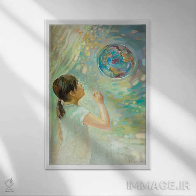 تابلو دکوراتیو حباب صابون اثر کاتارینا والوا - نمای قابدار سفید