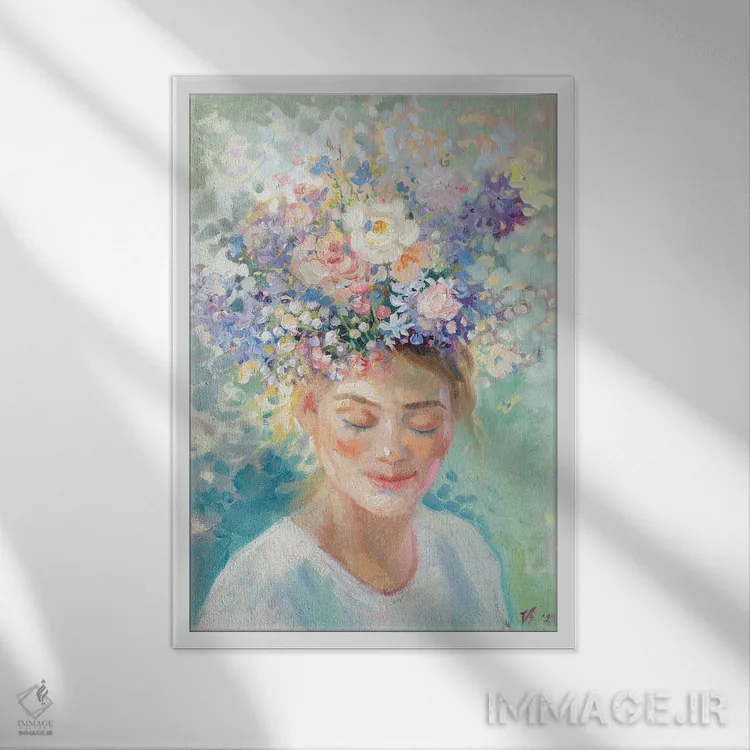 تابلو دکوراتیو گل های بهاری اثر کاتارینا والوا - نمای قابدار سفید