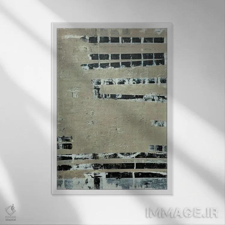 تابلو انتزاعی رستروس ۳ اثر کاترین شوایندن هامر - نمای قابدار سفید
