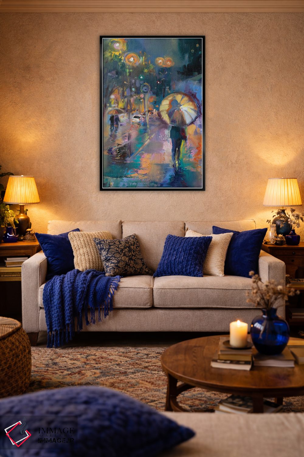 تابلو دکوراتیو چراغ های شبانه شهر اثر کاتارینا والوا - D5B