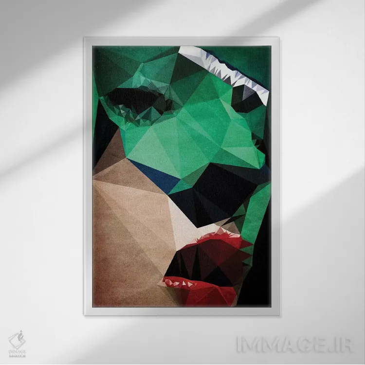 تابلو انتزاعی قهرمان اتاق تاریک اثر کوبیستیکا - نمای قابدار سفید