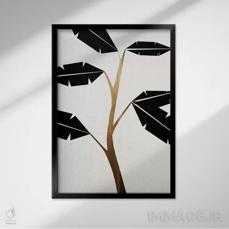 تابلو مینیمال درخت موز اثر کوبیستیکا - نمای قابدار مشکی