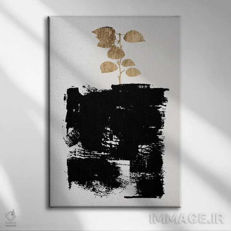 تابلو مینیمال طبیعت بی جان گیاهی شماره ۵-A اثر کوبیستیکا - نمای روبهرو روی دیوار