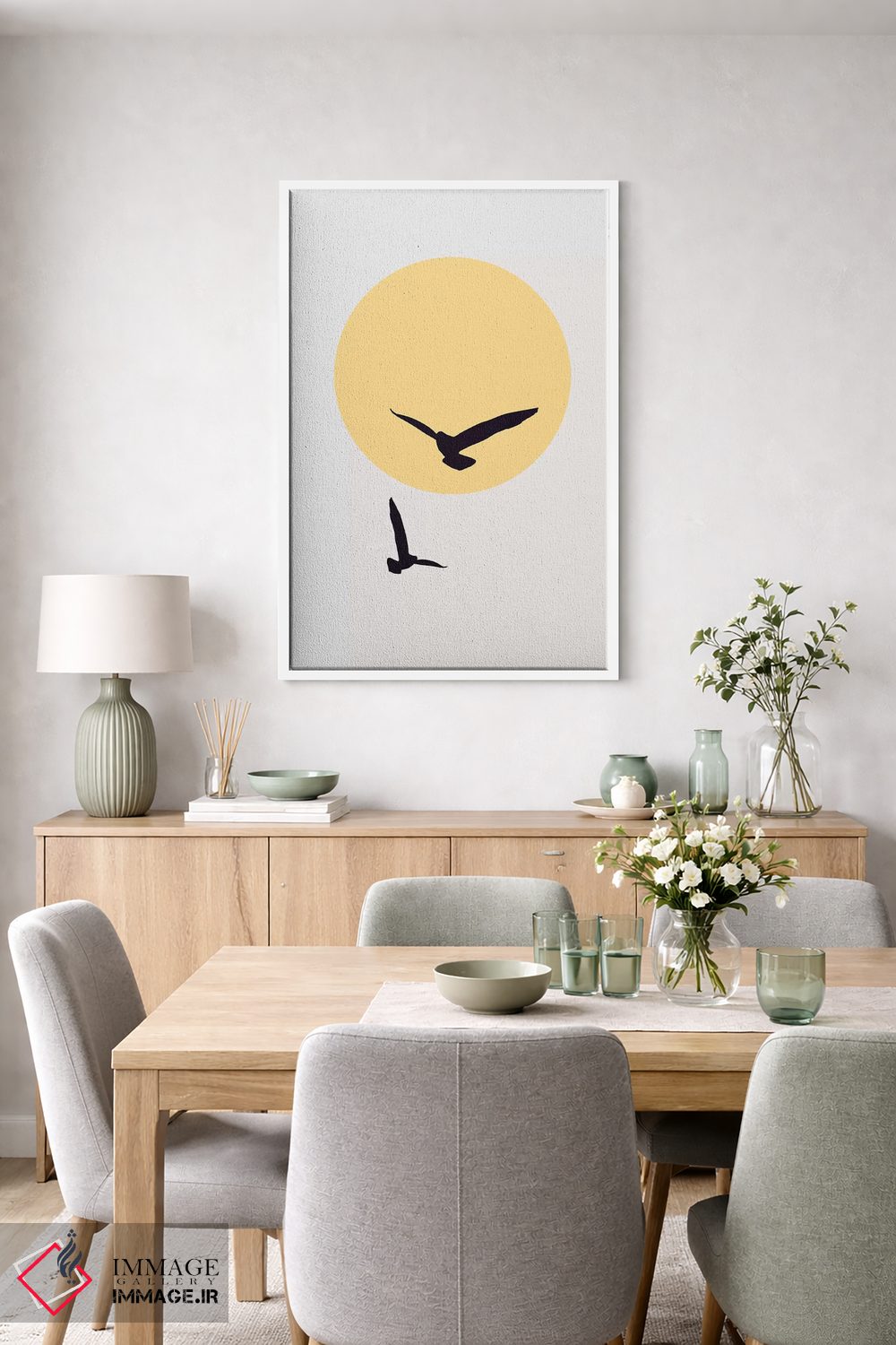 تابلو مینیمال پرندگان در آسمان اثر کوبیستیکا - D5W