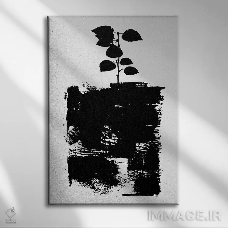 تابلو مینیمال طبیعت بی جان گیاهی شماره ۵-D اثر کوبیستیکا - نمای روبهرو روی دیوار