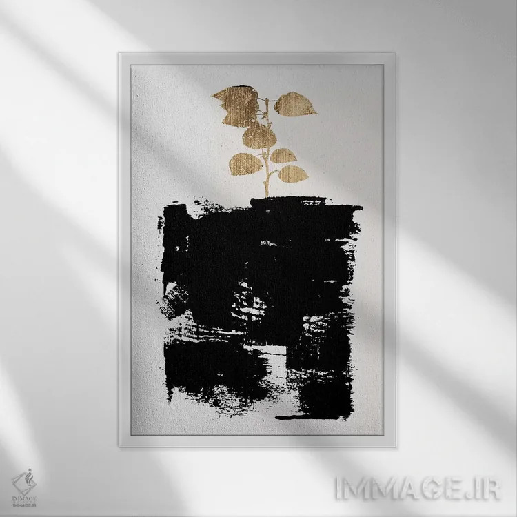 تابلو مینیمال طبیعت بی جان گیاهی شماره ۵-A اثر کوبیستیکا - نمای قابدار سفید