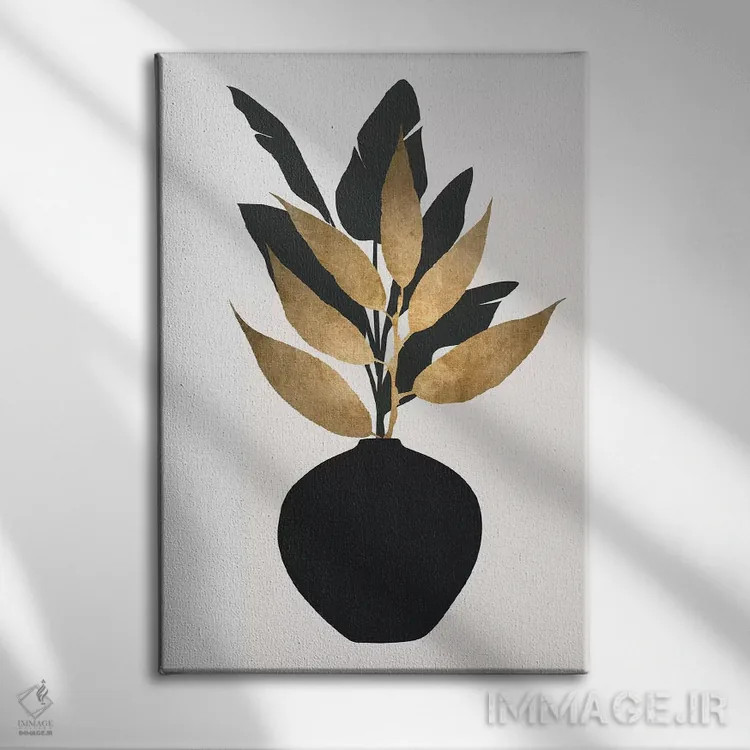تابلو مینیمال دسته گل شماره ۵ اثر کوبیستیکا - نمای روبهرو روی دیوار