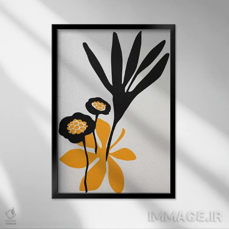 تابلو مینیمال زیبایی شکوفه اثر کوبیستیکا - نمای قابدار مشکی