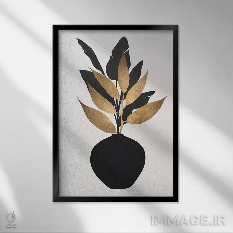 تابلو مینیمال دسته گل شماره ۵ اثر کوبیستیکا - نمای قابدار مشکی