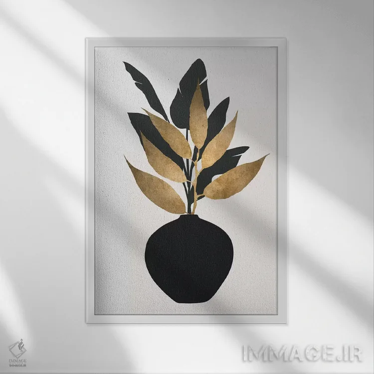 تابلو مینیمال دسته گل شماره ۵ اثر کوبیستیکا - نمای قابدار سفید