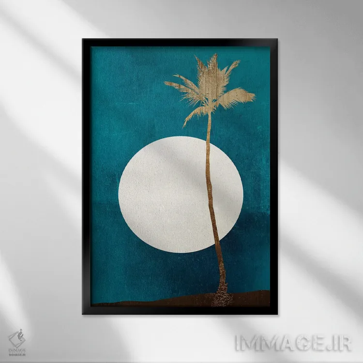 تابلو مینیمال رویاهای کارائیب - طلایی اثر کوبیستیکا - نمای قابدار مشکی