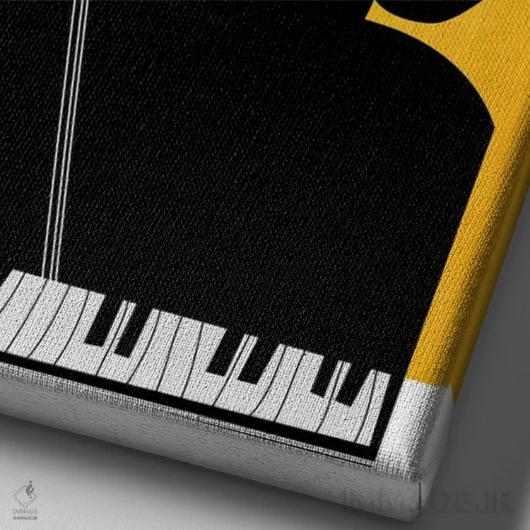 تابلو مینیمال جاز کازابلانکا - زرد اثر کوبیستیکا - نمای نزدیک بافت بوم