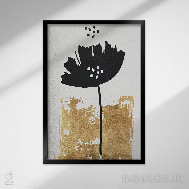 تابلو مینیمال شقایق سیاه اثر کوبیستیکا - نمای قابدار مشکی