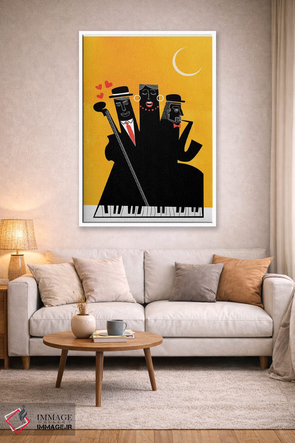 تابلو مینیمال جاز کازابلانکا - زرد اثر کوبیستیکا - D2W