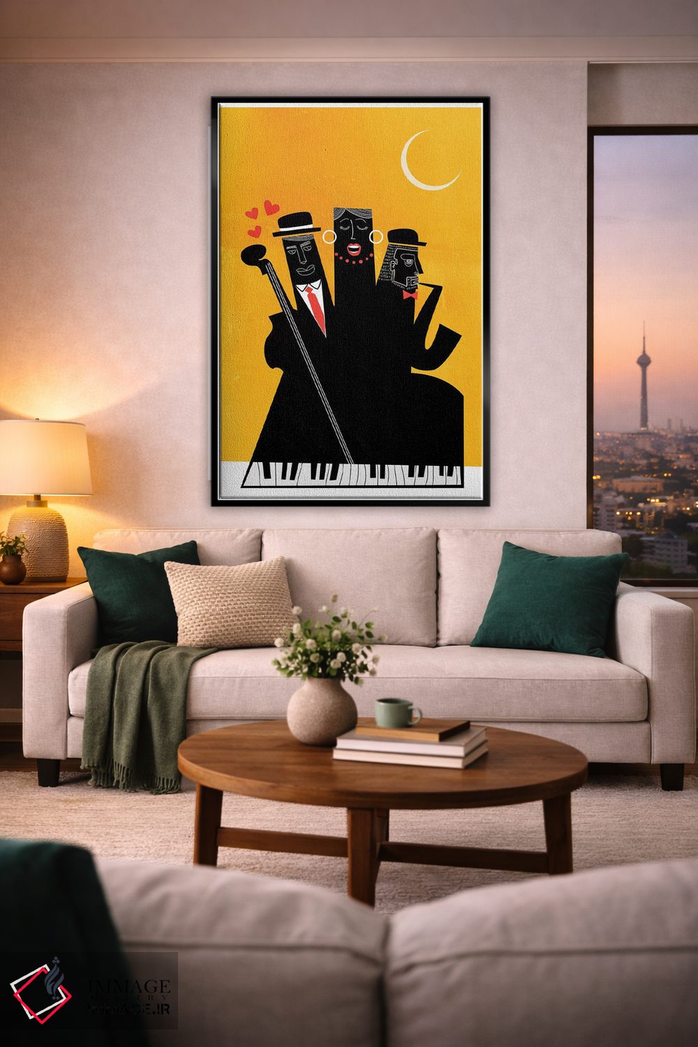 تابلو مینیمال جاز کازابلانکا - زرد اثر کوبیستیکا - D3B