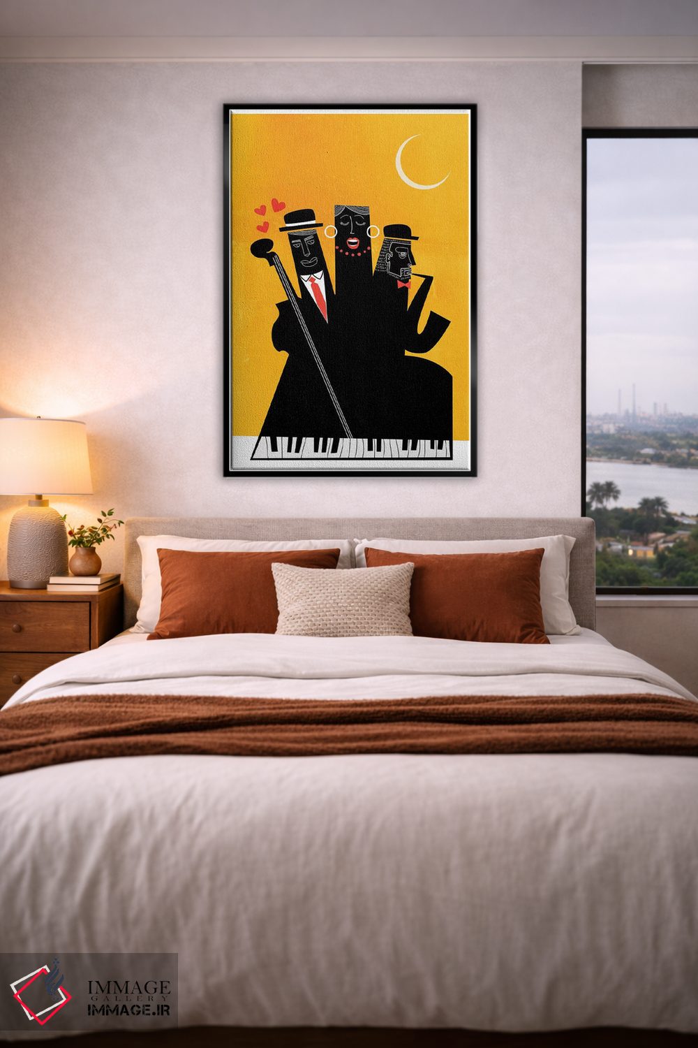 تابلو مینیمال جاز کازابلانکا - زرد اثر کوبیستیکا - D5B