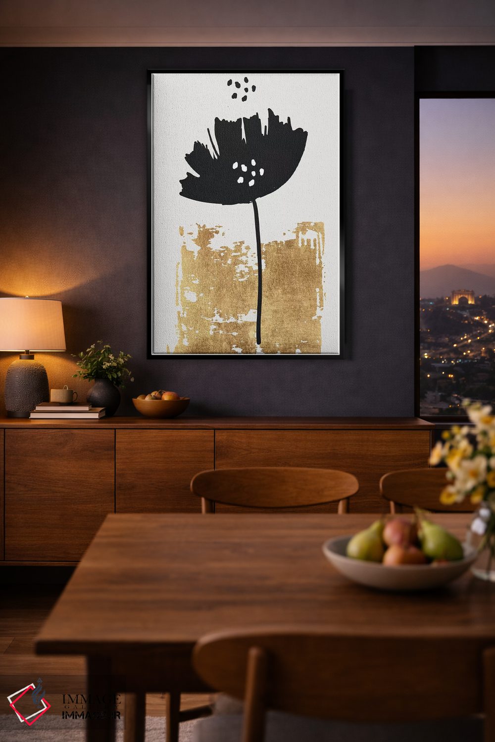 تابلو مینیمال شقایق سیاه اثر کوبیستیکا - D1B