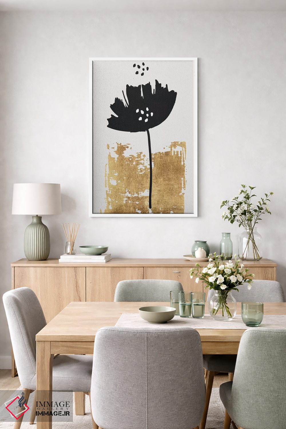 تابلو مینیمال شقایق سیاه اثر کوبیستیکا - D6W