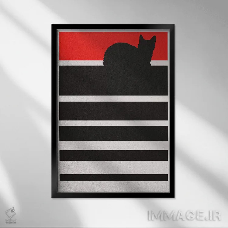 تابلو مینیمال غروب دیجیتال اثر کوبیستیکا - نمای قابدار مشکی