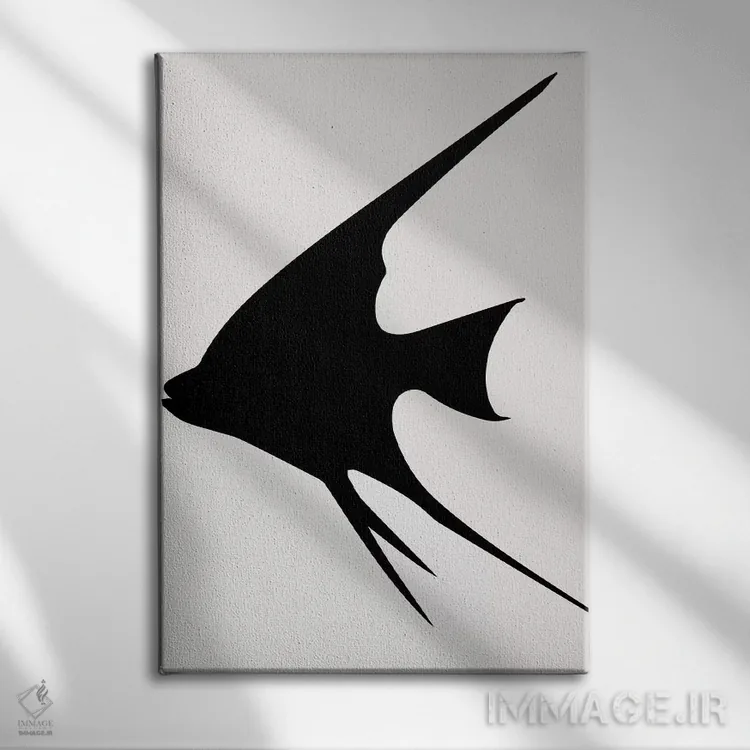 تابلو مینیمال ماهی طلایی اثر کوبیستیکا - نمای روبهرو روی دیوار