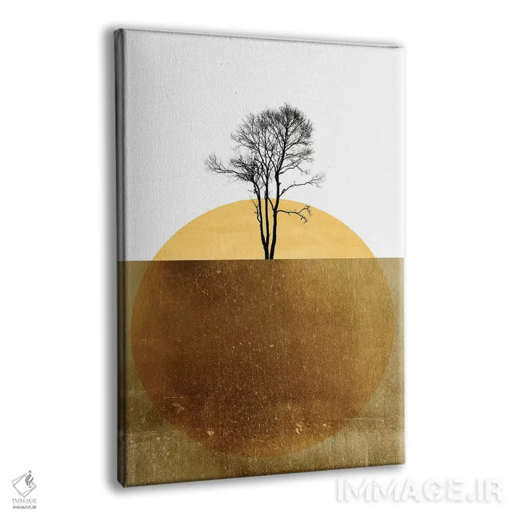 تابلو مینیمال اقیانوس طلایی اثر کوبیستیکا - نمای پرسپکتیو محصول