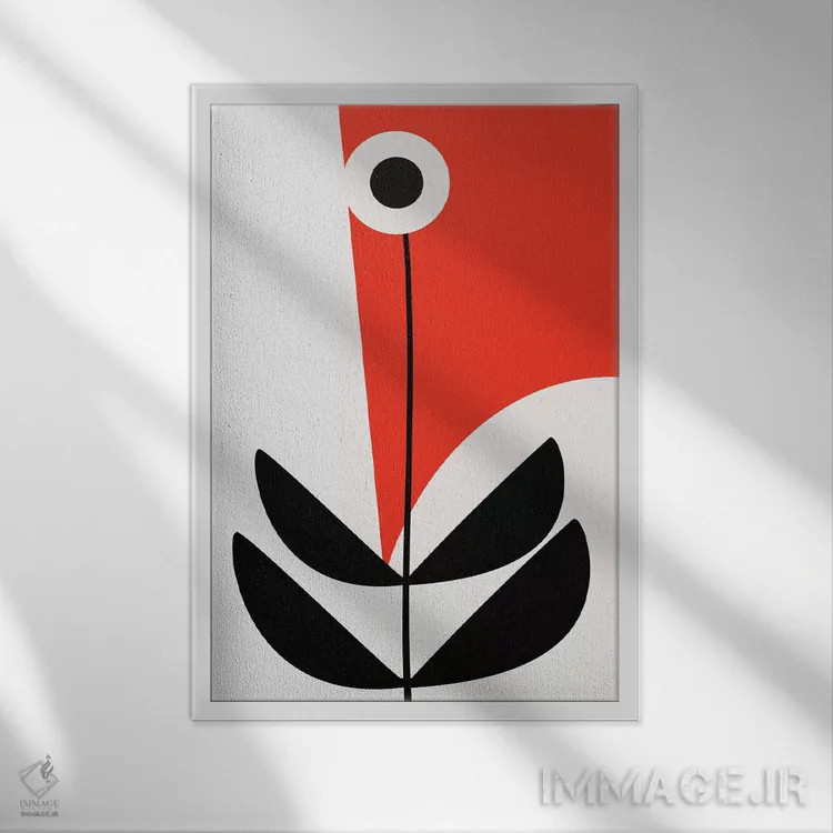 تابلو مینیمال گیاه هندسی شماره ۳ اثر کوبیستیکا - نمای قابدار سفید