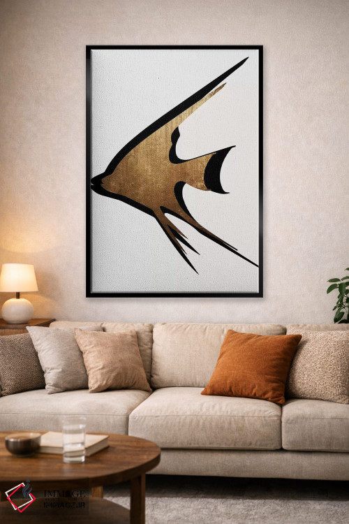 تابلو مینیمال ماهی طلایی اثر کوبیستیکا - D3B