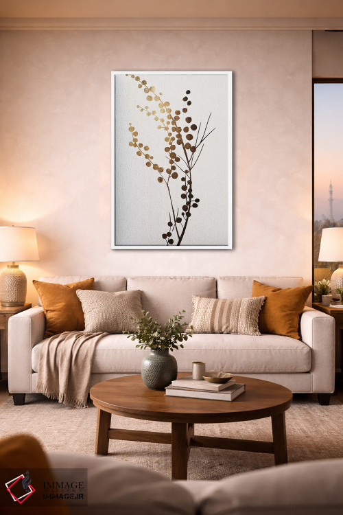 تابلو مینیمال شاخه طلایی اثر کوبیستیکا - D1W