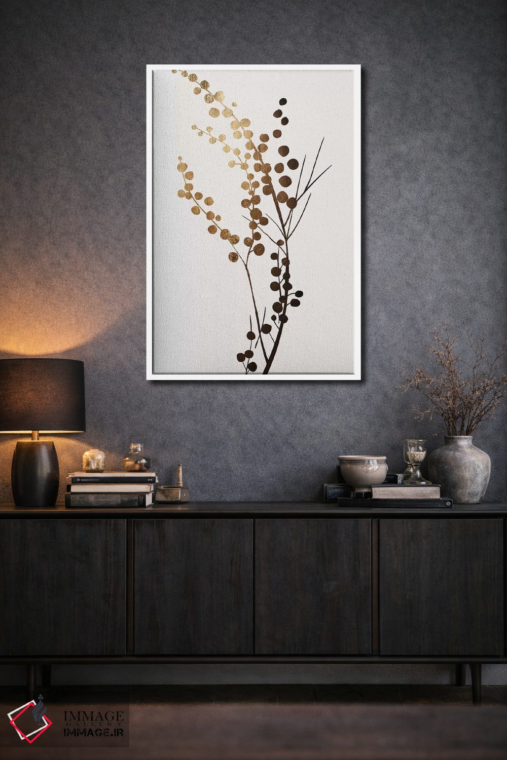 تابلو مینیمال شاخه طلایی اثر کوبیستیکا - D2W