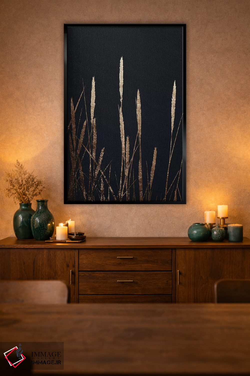 تابلو مینیمال مزارع طلایی در تاریکی اثر کوبیستیکا - D1B