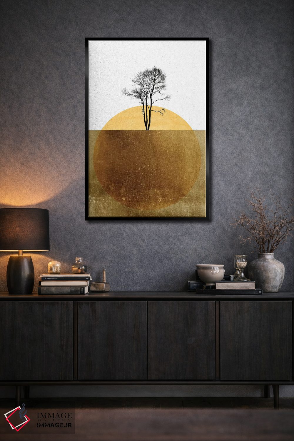 تابلو مینیمال اقیانوس طلایی اثر کوبیستیکا - D2B