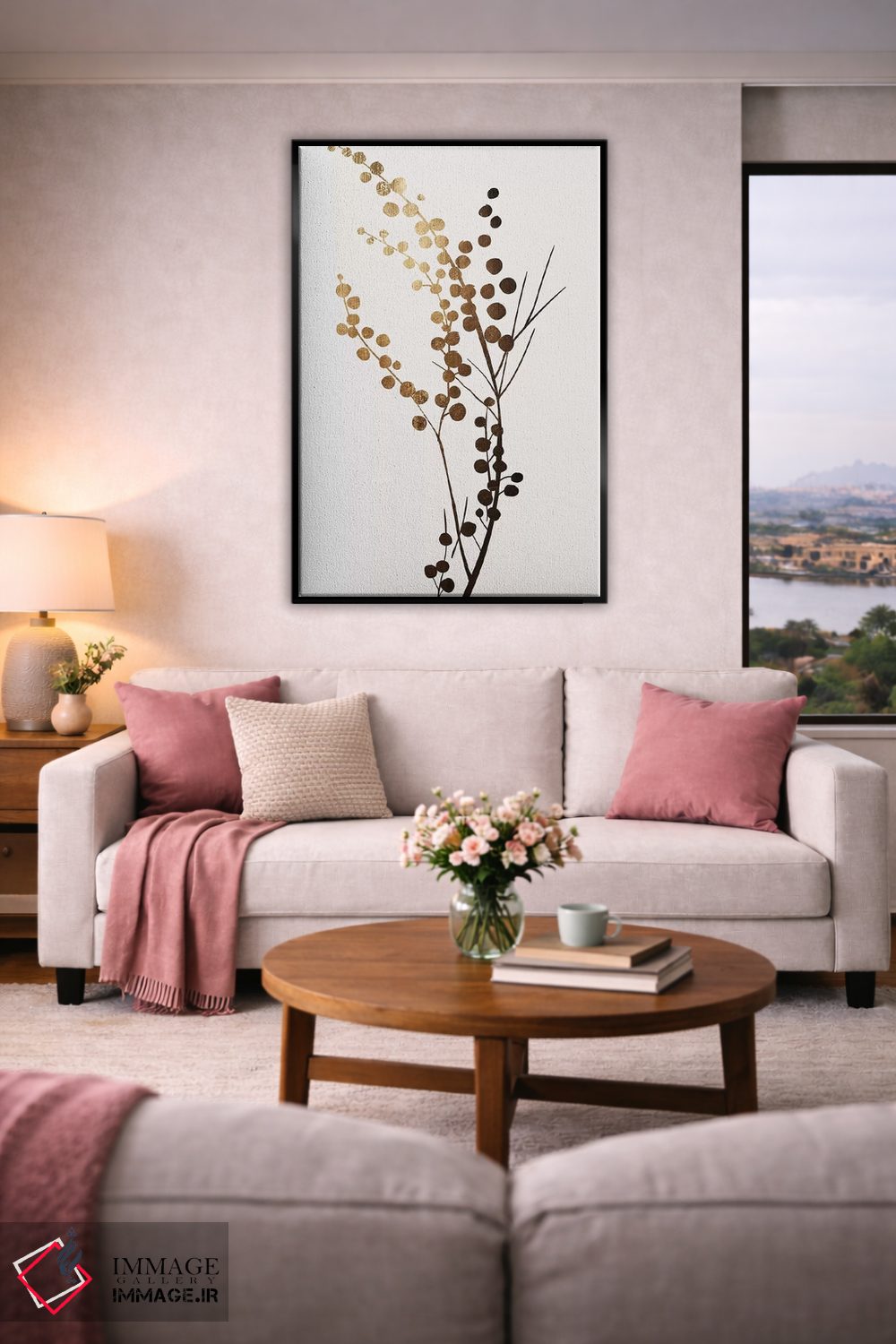 تابلو مینیمال شاخه طلایی اثر کوبیستیکا - D4B