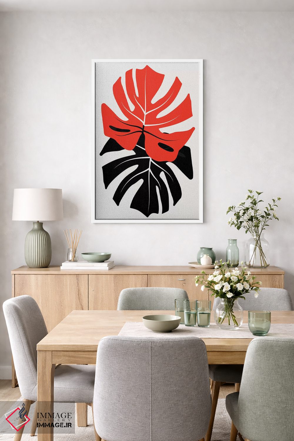 تابلو مینیمال دوئت برگ های مونسترا اثر کوبیستیکا - D6W