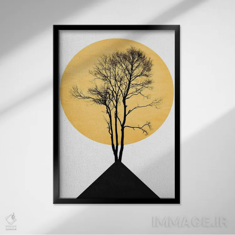 تابلو مینیمال باغ ذن ژاپنی اثر کوبیستیکا - نمای قابدار مشکی