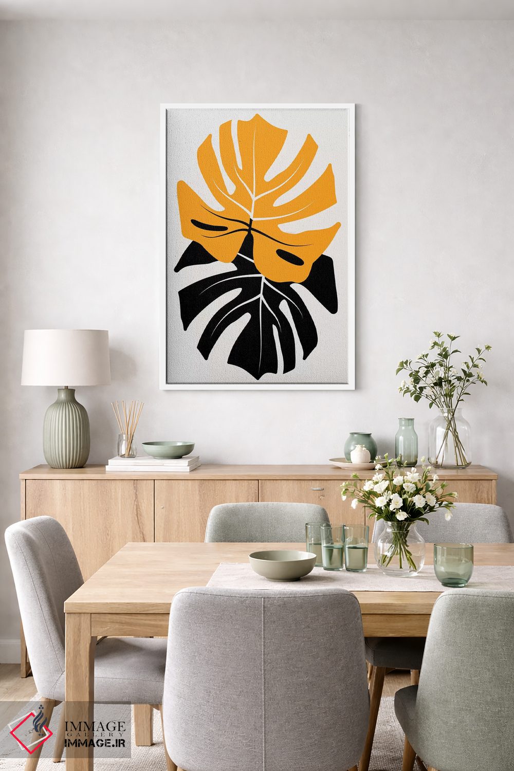 تابلو مینیمال دوئت برگ های مونسترا اثر کوبیستیکا - D6W