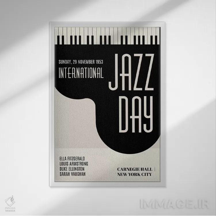 تابلو مینیمال روزهای جازی اثر کوبیستیکا - نمای قابدار سفید