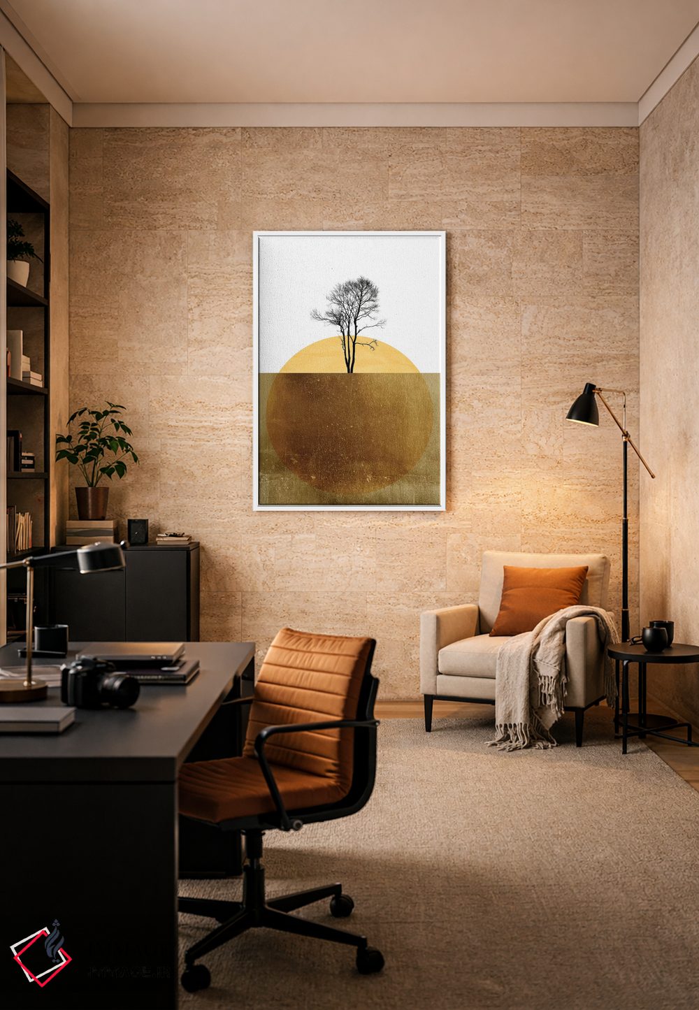 تابلو مینیمال اقیانوس طلایی اثر کوبیستیکا - D6W