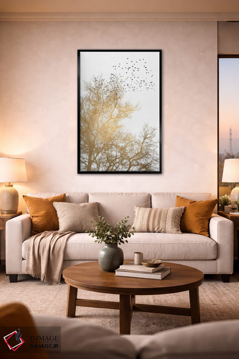 تابلو مینیمال آسمان های طلایی اثر کوبیستیکا - D2B