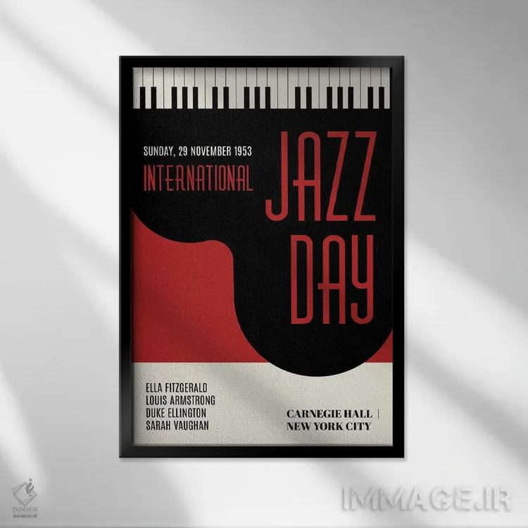 تابلو دکوراتیو روزهای جازی اثر کوبیستیکا - نمای قابدار مشکی