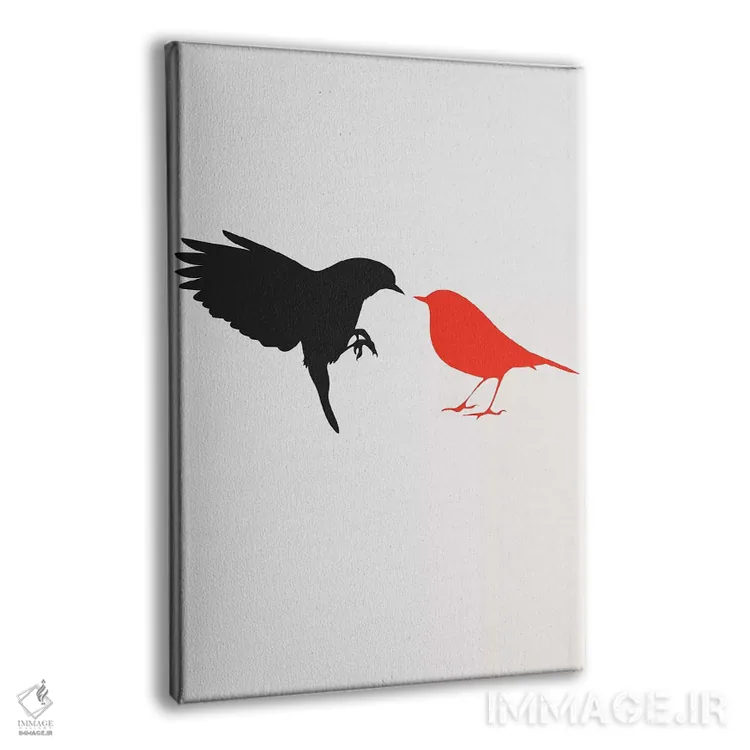 تابلو مینیمال مرغ عشق اثر کوبیستیکا - نمای پرسپکتیو محصول